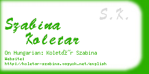 szabina koletar business card